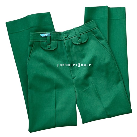 GUCCI 🍏 Green Trousers Pants High Waist Rise Cropped Kick Flare 36 0 XS - Picture 4 of 16